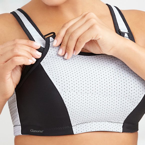 Glamorise SPORT Bra 42C BOUNCE-CONTROL Wicks-U-Dry! PADDED-STRAPS White NEW - Picture 3 of 15